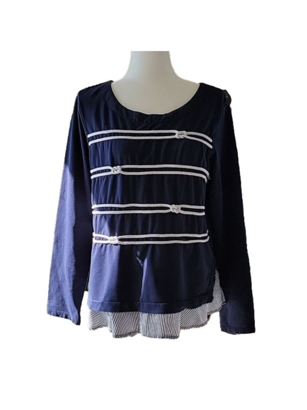 Crown & Ivy Nautical Peplem Top Size Large EUC